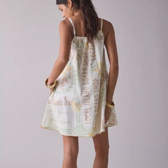 NWT BDG Urban Outfitters Eva Tie-Front Ruched Strap Trapeze Mini Dress medium - Picture 5 of 13